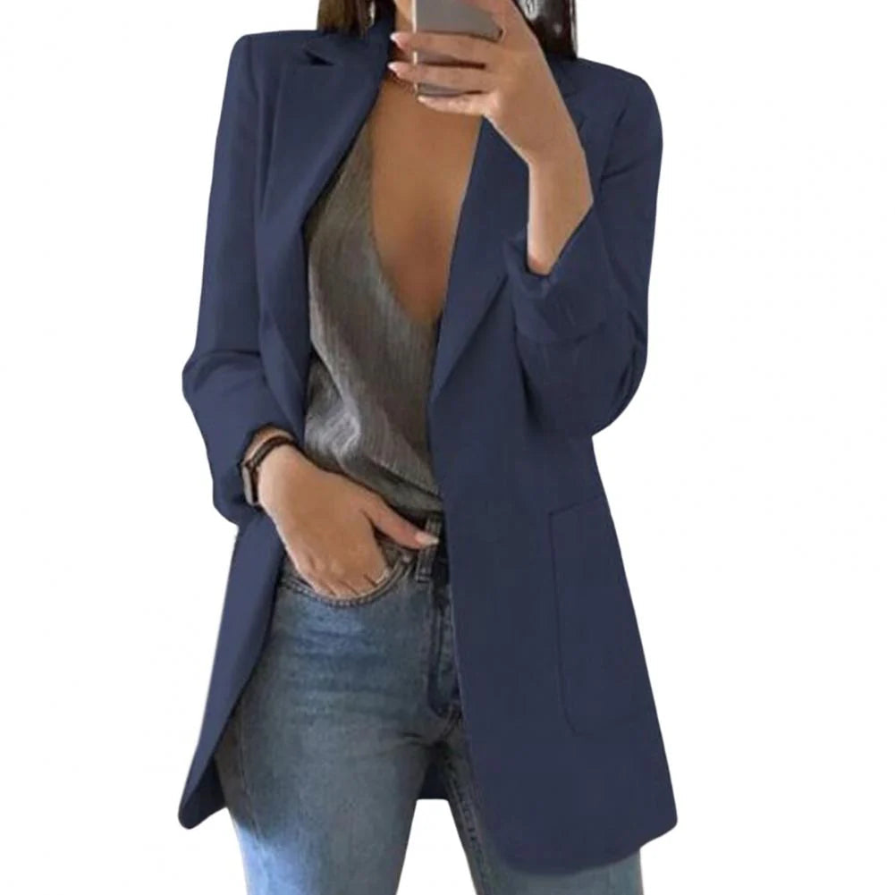 Amore | Langer Damen-Blazer – Formell figurbetonter Schnitt, strukturierte architektonische Webung & skandinavische Business-Eleganz