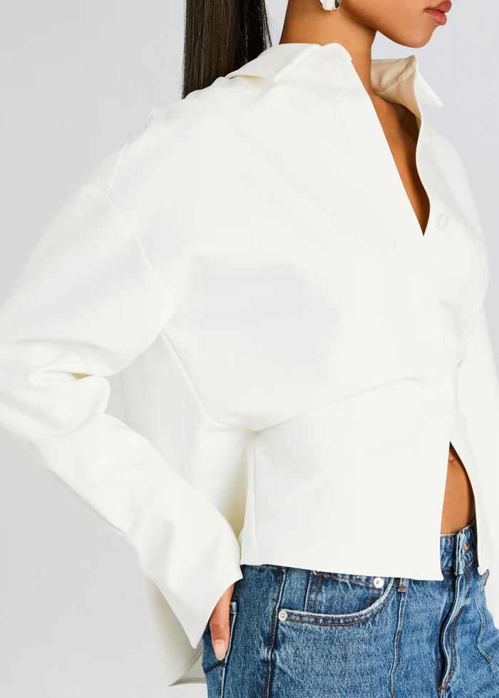 Rhia - Camisa de crepé con efecto drapeado y botones