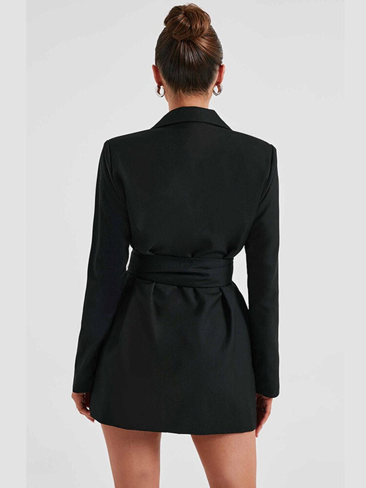 Elegantes Damen Blazerkleid Mit Taillierter Passform Minilänge V Ausschnitt Und Langen Ärmeln Für Schicke Anlässe
