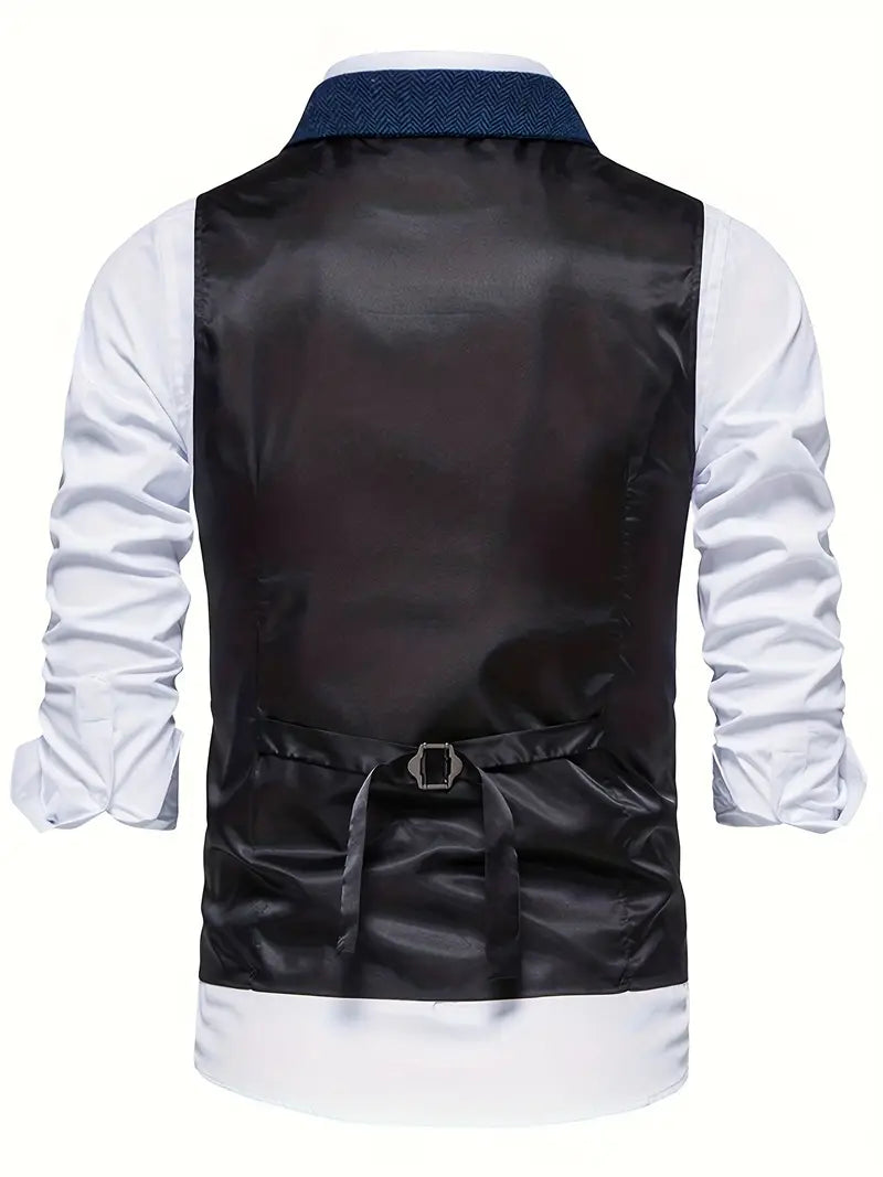 Herren Sakko Herringbone Blazer Einreiher mit Notchkragen