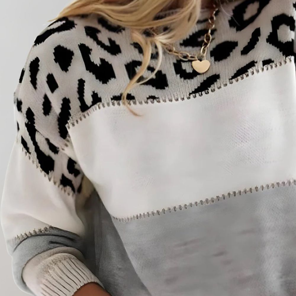 Lässiger Pullover mit Leopardenmuster Auffälliger Leopardenprint