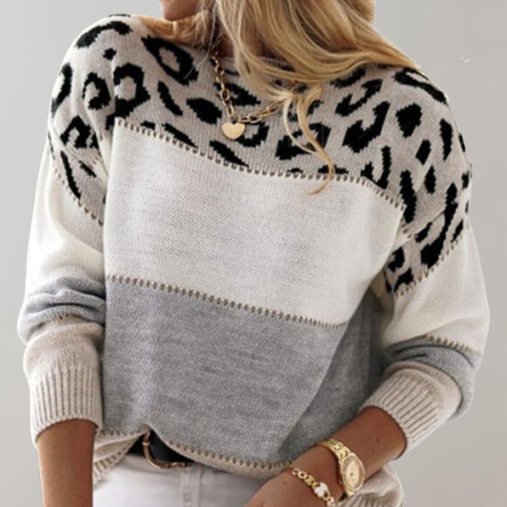 Lässiger Pullover mit Leopardenmuster Auffälliger Leopardenprint
